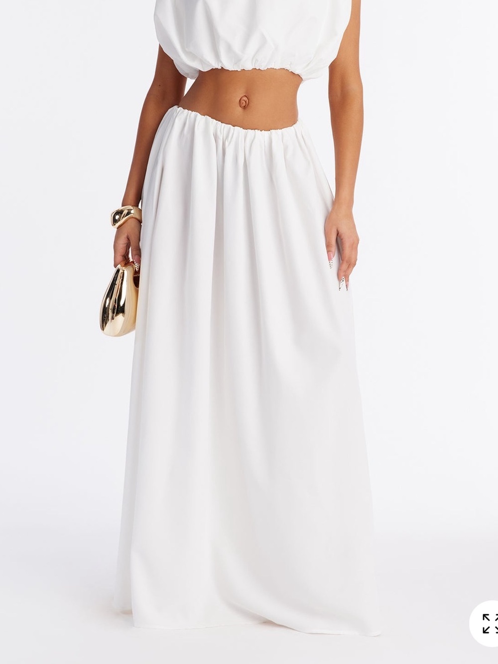 Fashion Nova White Elastic-Waist Maxi Skirt